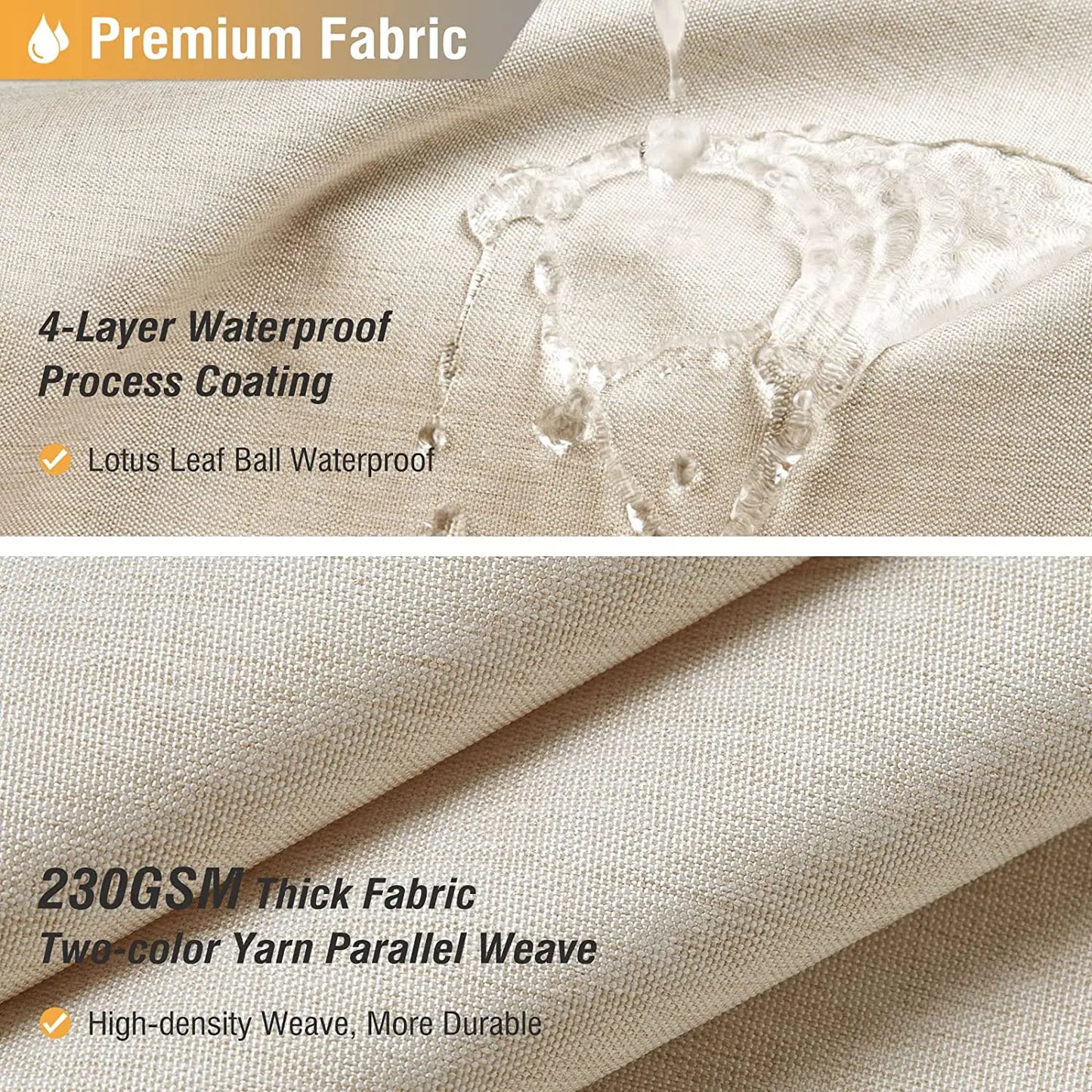 Cortina de ducha de lino de lujo – Cortina de baño de tela impermeable con ganchos de metal
