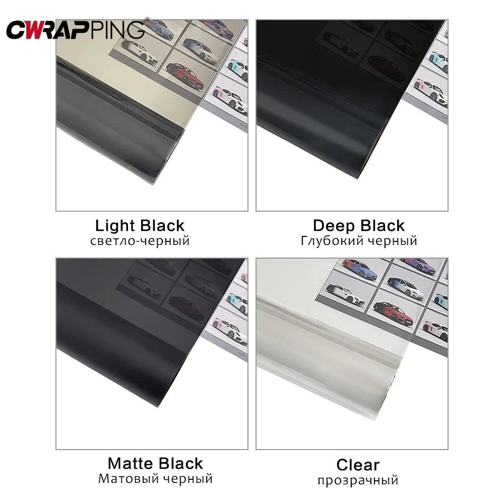 40cm Smoke Black PVC Headlight & Taillight Tint Film – Vinyl Wrap Sticker for Cars & Motorcycles