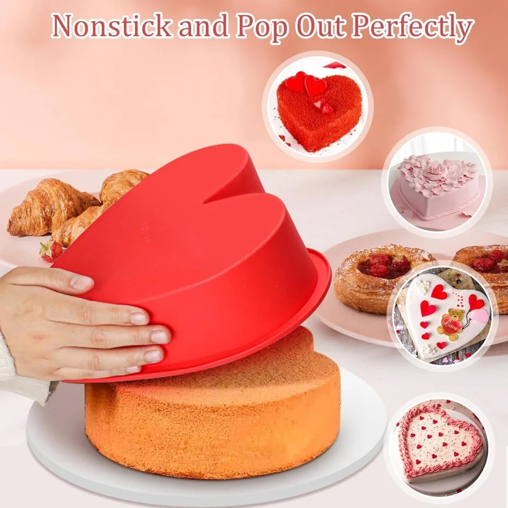 Silicone Heart-Shaped Cake Pan – Non-Stick Reusable Baking Mold for Cakes, Toast, Pastries & Desserts, Flexible Kitchen Bakeware Tool