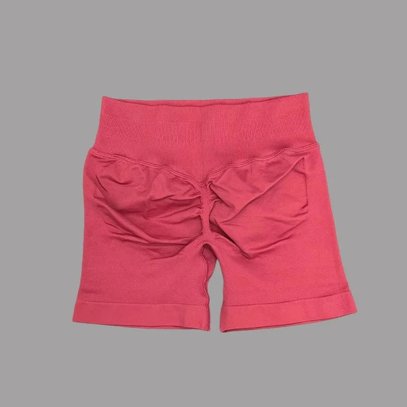 Pantalones cortos de gimnasio sin costuras con efecto Scrunch Butt para mujer – Pantalones cortos de yoga de cintura alta para correr, entrenar, fitness y ropa deportiva