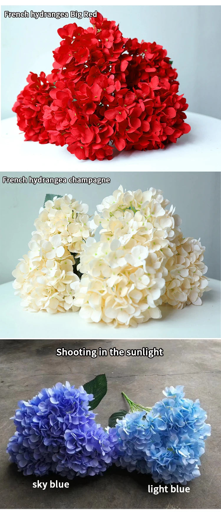 Bouquet d'Hortensias Artificiels à 5 Têtes – Fleurs Artificielles en Soie pour Décoration de Mariage, Arrangements de Fête, Décoration de Salon & Accessoires Floraux pour la Maison
