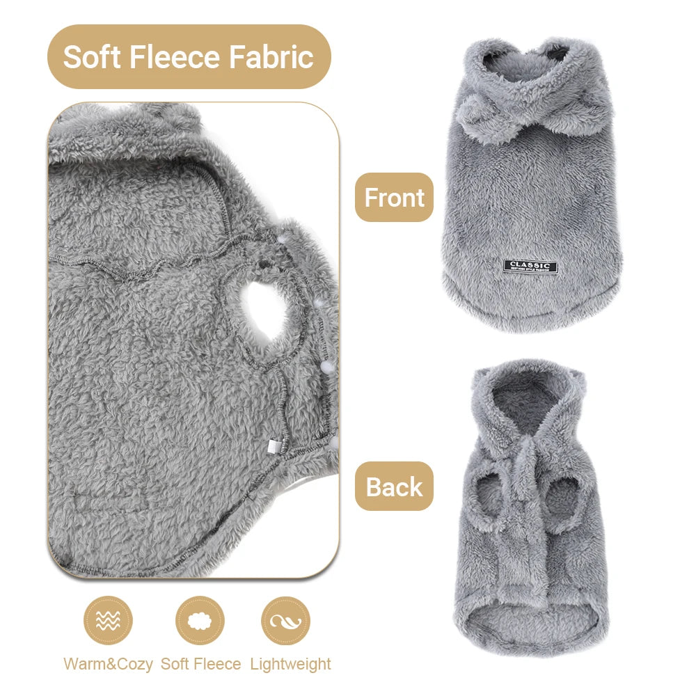 Winter Pet Hoodie Coat – Warm Fleece Jacket for Cats & Small to Medium Dogs, Cozy Puppy & Kitten Sweater Clothes for Sphynx Cats