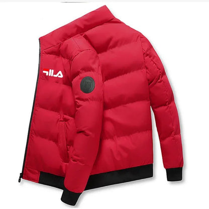 Men’s Short Winter Jacket – Thick Warm Windproof Coat with Zipper & Printed Design, Casual Outdoor Outerwear, Sizes M–5XL
