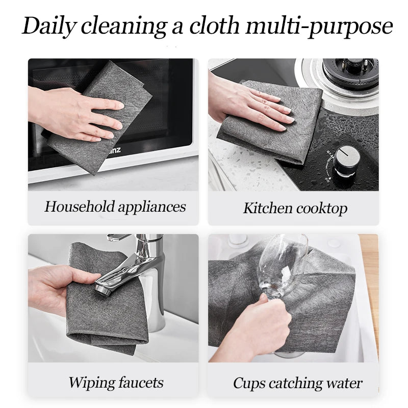 Thick Microfiber Cleaning Cloth – Reusable No Watermark Magic Cleaning Rag, Streak-Free Glass Wipe Towel for Windows, Kitchen, Home & Household Surface Cleaning