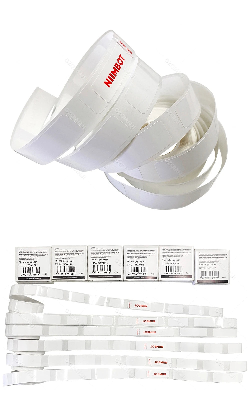 Niimbot D110 Label Maker Tape – Waterproof Self-Adhesive Sticker Paper, Compatible Label Roll for Niimbot D11/D101 Portable Printer, White Thermal Labels 12-15mm