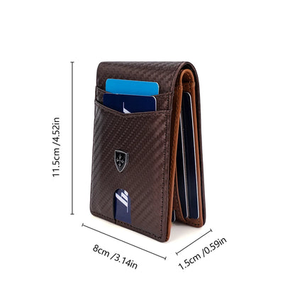 Billetera Delgada de Cuero para Hombre con Clip para Billetes RFID Bloqueo Bolsillo Frontal Tarjetero Bifold