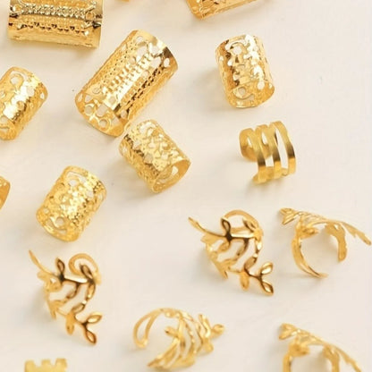 40/80PCS Anillos Huecos para el Pelo – Accesorios DIY de Joyería para Rastas para Mujeres y Niñas | Decoración para Trenzas y Peinados