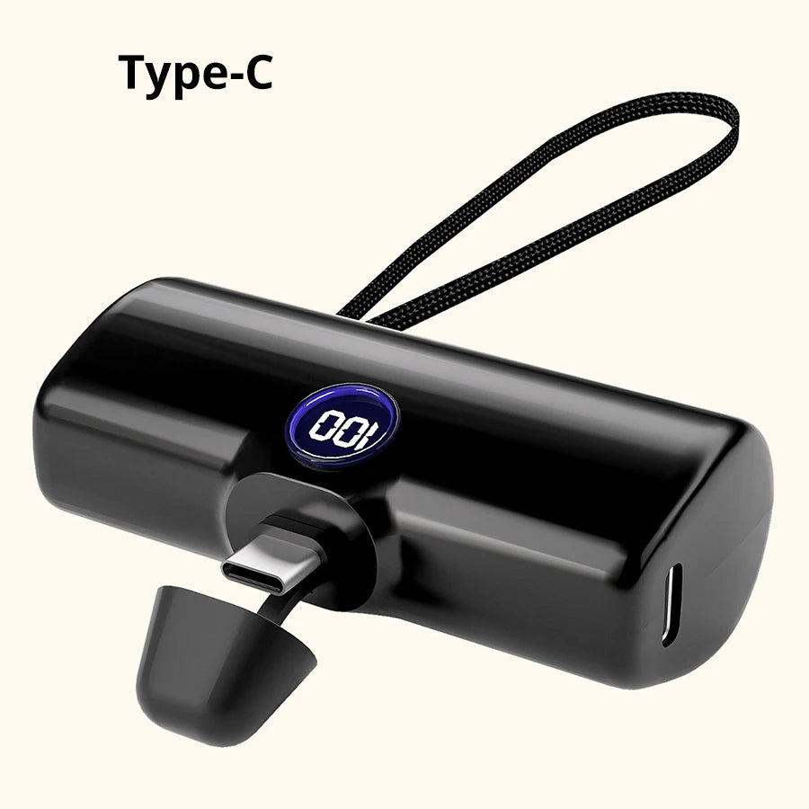 5000mAh Mini Power Bank – Fast Charging Portable Charger with LED Digital Display, Compact External Battery Pack for iPhone & Android