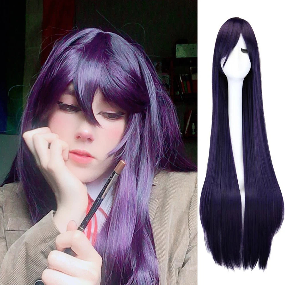 80cm Long Straight Multicolor Heat-Resistant Synthetic Cosplay Wig – Anime Halloween Party Costume Hairpiece