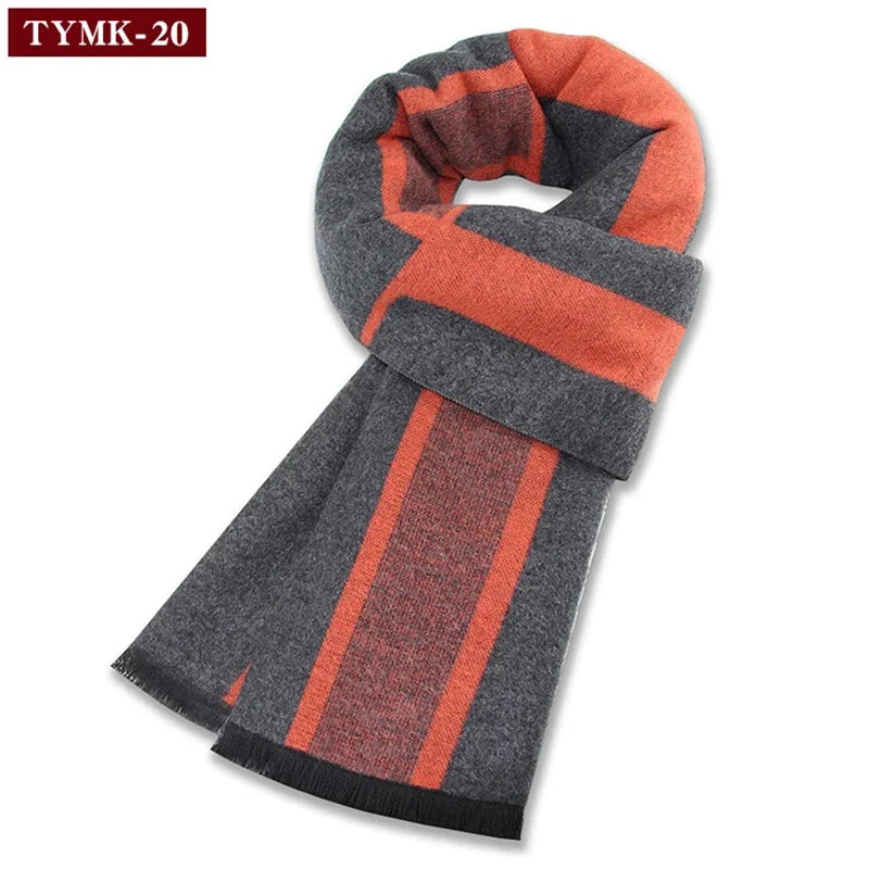 Écharpe d'hiver en imitation cachemire pour homme, douce à carreaux, chaude en mélange de laine, longue, châle, cache-col