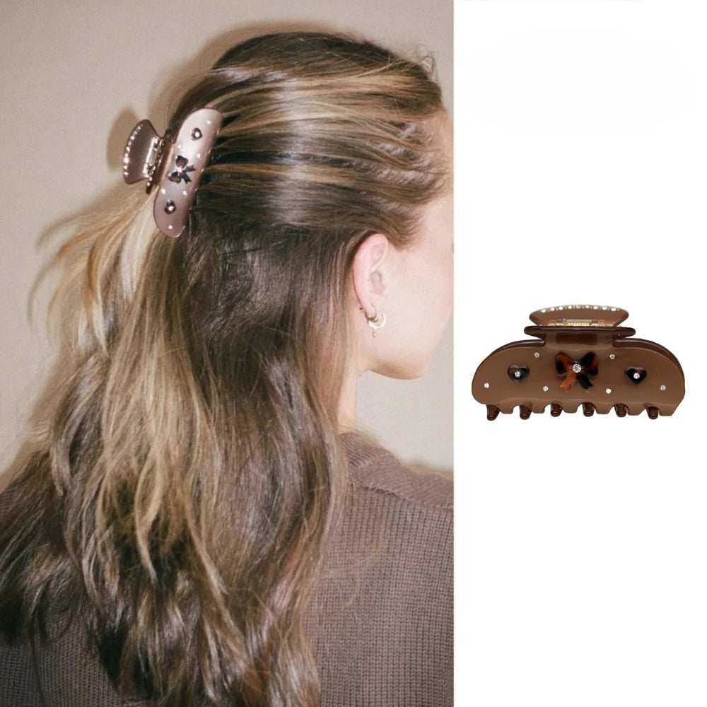 Pinzas para el pelo de cereza bonitas – Pinzas para el pelo de acetato con diamantes de imitación de frutas, flores y mariposas para mujeres y niñas | Accesorios para el pelo de moda Kawaii