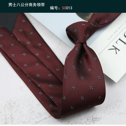 Corbata de hombre de 8 cm con rayas tejidas, formal de negocios para bodas, oficina y fiestas