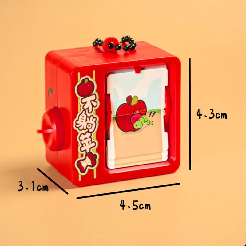 Cartoon Book Flipping Animation Machine Keychain – Creative Backpack Pendant Decompression Fidget Toy, Novelty Small Gift