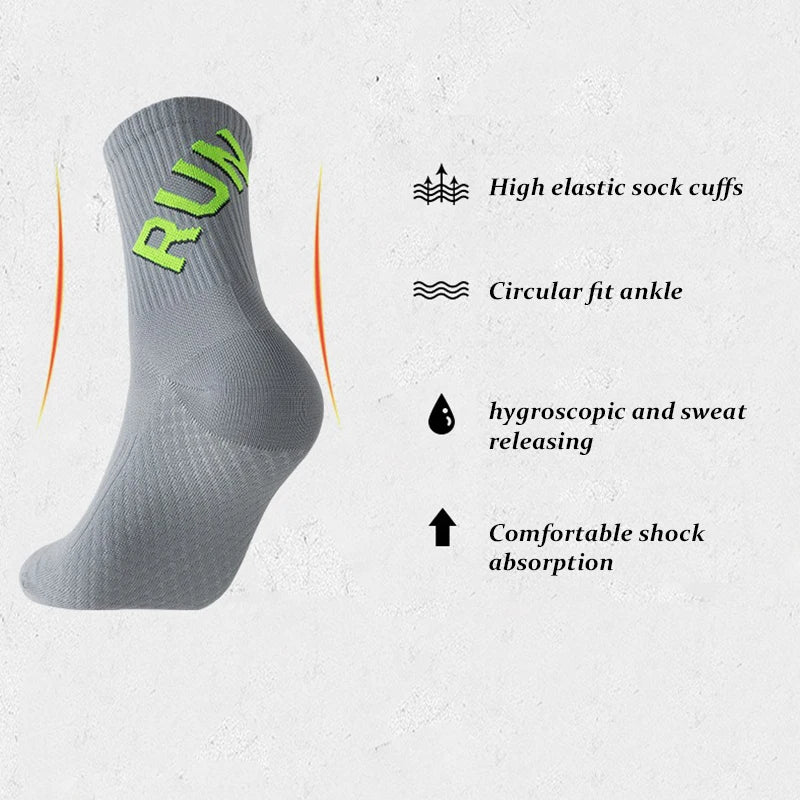 Running Socks for Men & Women – Quick-Dry Middle Tube Crew Socks for Marathon, Cycling & Fitness Training