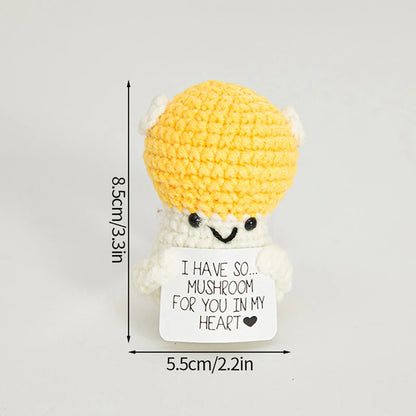 Poupée Pomme de Terre Énergétique Positive au Crochet – Figurine Mignonne en Tricot à Serrer, Artisanat Animalier Kawaii Fait Main au Crochet & Cadeau de Noël