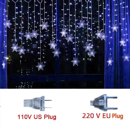 Guirlande lumineuse LED en forme de flocon de neige de 3,2 m – Guirlande lumineuse étanche pour Noël, mariages et décorations de vacances