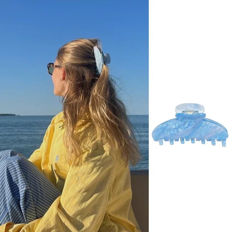 Pinza de pelo de acetato Fashion Coffee – Pinza grande de color sólido negro para mujeres y niñas | Accesorios sencillos para el pelo de verano