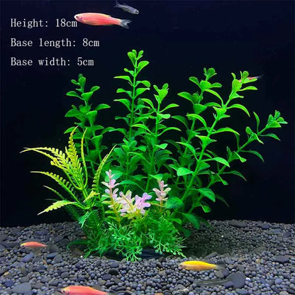 Artificial Underwater Aquarium Plants – Plastic Aquatic Fake Shrubs & Green Water Grass for Fish Tank Landscaping, Realistic Simulated Decor