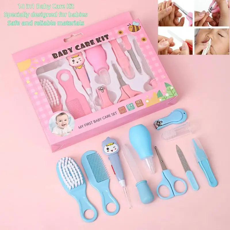 6/10PCS Baby Healthcare & Grooming Kit Newborn Essentials with Nail Clipper, Hair Brush, Toothbrush & Teether