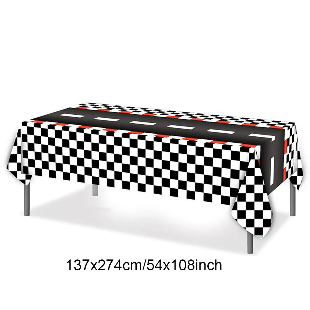 Racing Car Birthday Party Decorations – Race Car, Tire Wheel, Traffic Cone & Checkered Balloons for Kids' Racing-Themed Parties