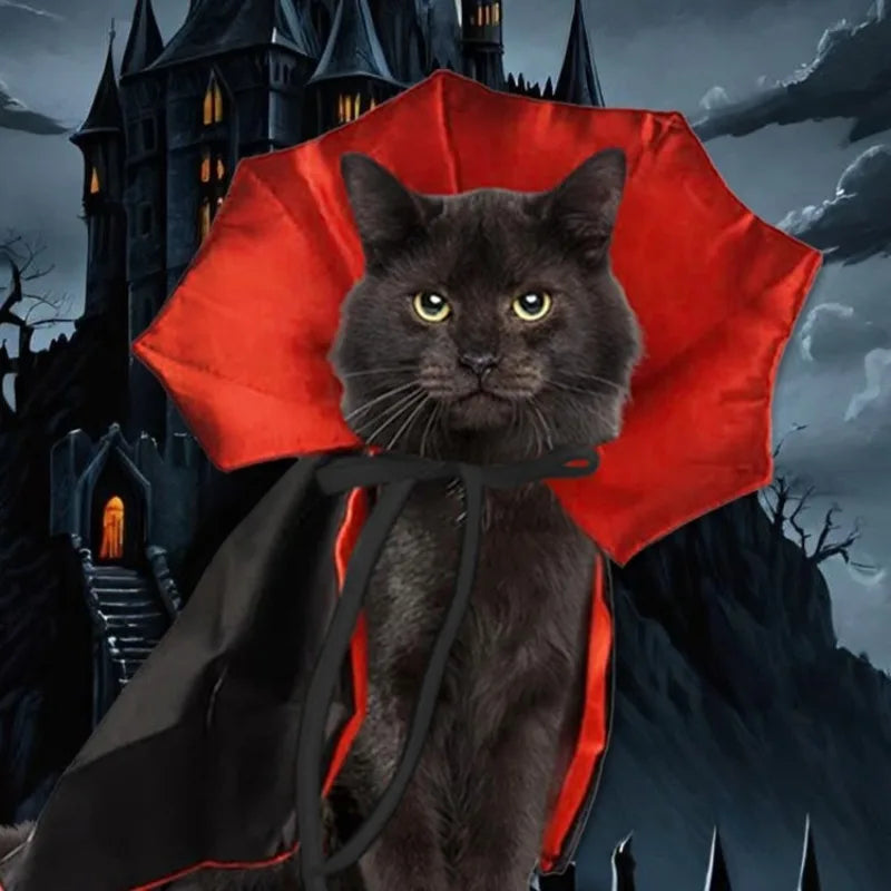 Halloween Pet Cape Costume with Bat Wings – Adjustable Vampire Cloak for Puppies, Kittens, Dogs & Cats, Cute Cosplay Outfit for Parties & Holidays