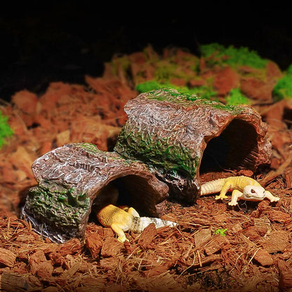 Resin Bark Reptile Hideout – Natural-Look Lizard Cave & Breeding Shelter for Frogs, Geckos, Spiders & Small Reptiles, Terrarium Landscaping Decor