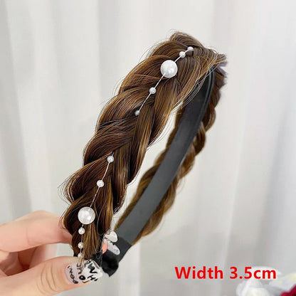 Diadema Bohemio Trenzado Sintético para Mujer Banda de Pelo Elástica para Fiestas y Cosplay