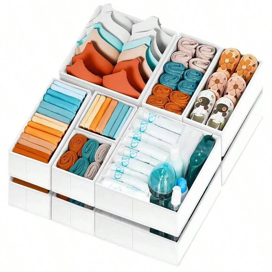 Juego de organizadores plegables de ropa interior de 6/12 piezas – Cajas de almacenamiento para cajones para sujetadores, calcetines, ropa interior y organización de armarios