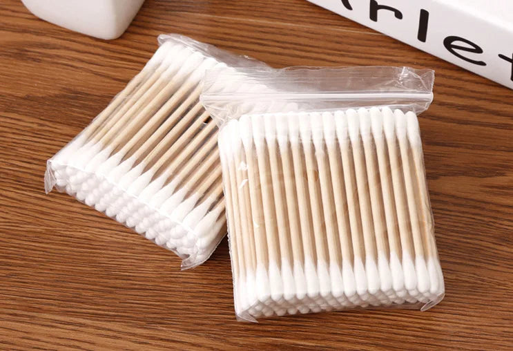 100/500/1000/2000 bastoncillos de algodón de doble punta con palos de madera – para maquillaje, belleza, nariz, oídos y cuidado personal