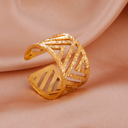 Bague Skyrim en acier inoxydable cœur géométrique pour femme, réglable, ouverte, pour fête, esthétique