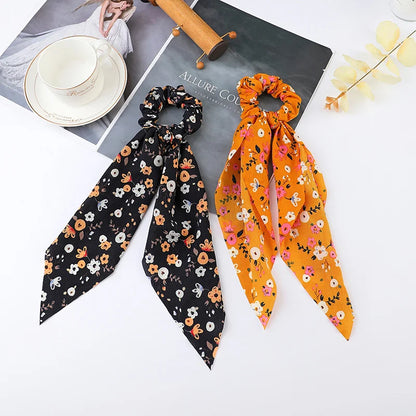 Korean Dots Scrunchie Hair Tie – Long Scarf Ponytail Elastic Hair Band for Women | Sweet Fashion Hair Accessories