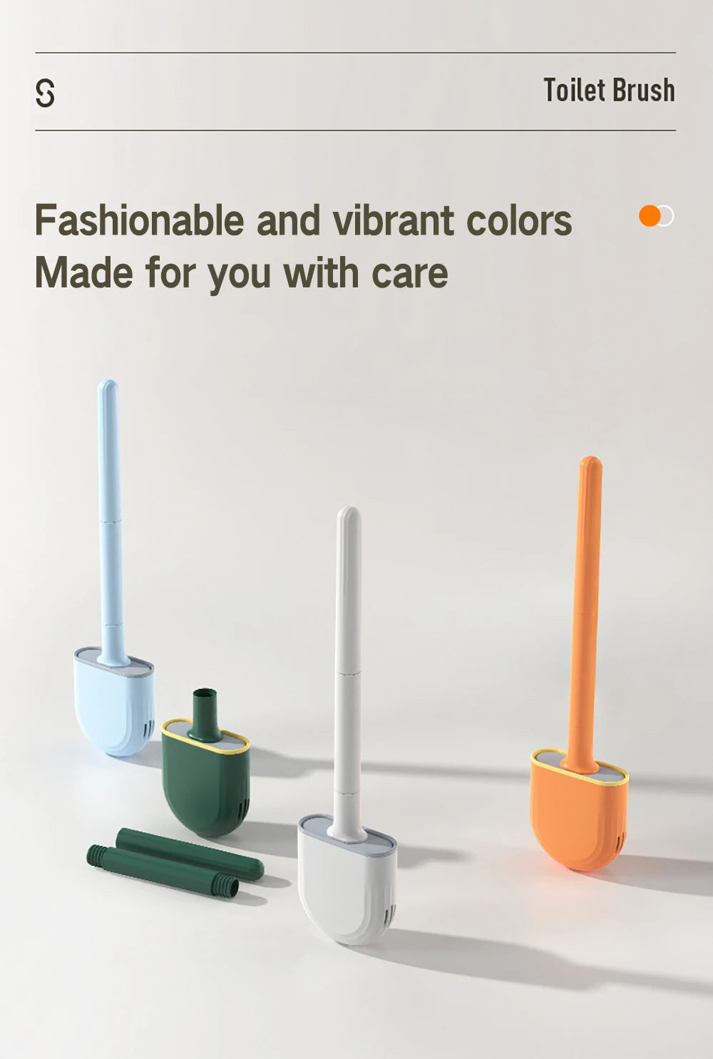 Juego de escobillas de inodoro de silicona – Limpiador de inodoro montado en la pared, kit moderno de cepillo de limpieza para WC, cepillo de silicona flexible con soporte de almacenamiento para baño y accesorios