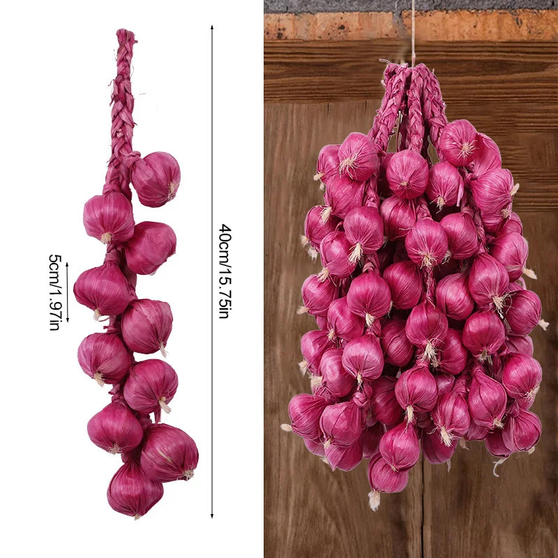 Artificial Foam Vegetable Hanging Decor – Chili Pepper, Garlic & Pumpkin String for Kitchen, Farmhouse, Home & Party Decoration