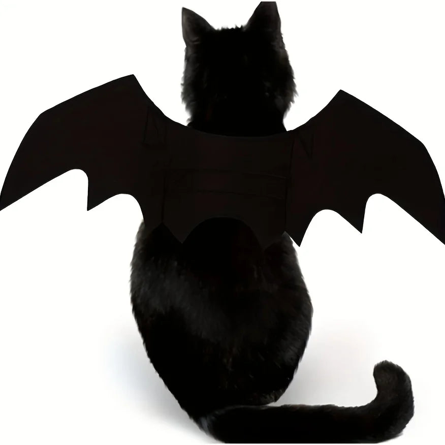 Pet Bat Wings Costume – Adjustable Soft Polyester Bat Wing Cosplay Outfit for Cats & Small Dogs, Cute Halloween Party Costume