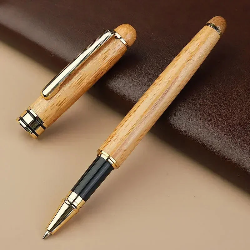 Custom Logo Bamboo Wooden Ballpoint Pen – Laser Engraved Personalized Signature Pen with Company Name, Business & Graduation Gift Box