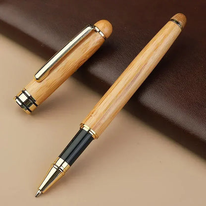 Custom Logo Bamboo Wooden Ballpoint Pen – Laser Engraved Personalized Signature Pen with Company Name, Business & Graduation Gift Box