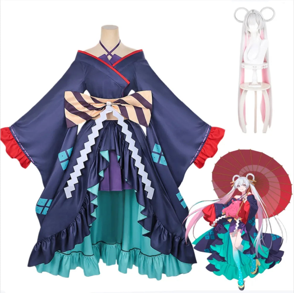 Cosmic Princess Kaguya / Tsukimi Yachiyo Cosplay Costume | Dark Blue Dress for Party, Stage Performance & Anime Convention