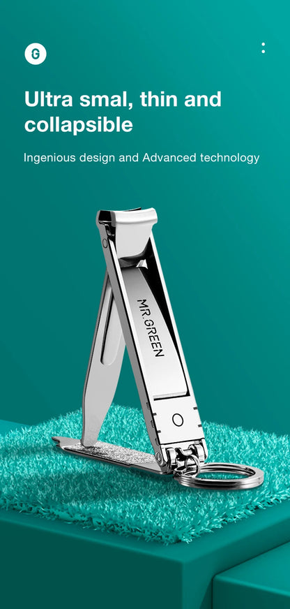 MR.GREEN Ultra-Thin Foldable Stainless Steel Nail Clipper – Portable Travel Fingernail Cutter & Manicure Tool