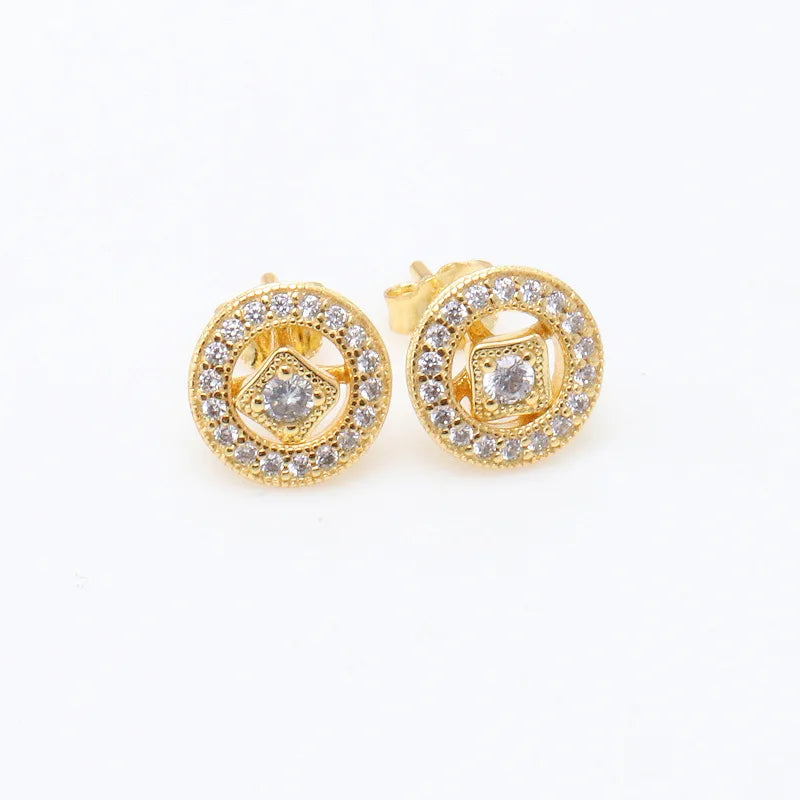 Juego de pendientes de tuerca de plata de ley 925 con hoja cuadrada, sol y luna para mujer, exquisito regalo de joyería europea