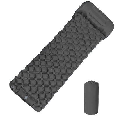 Matelas de camping gonflable d'extérieur – Tapis de couchage gonflable ultraléger avec pompe et oreiller intégrés pour la randonnée, le camping, les voyages et les aventures en plein air