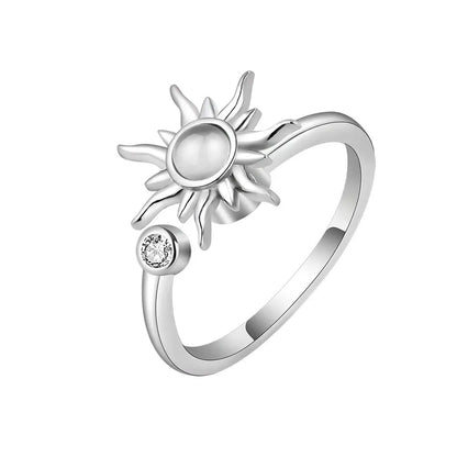 Anillo giratorio antiestrés de mariposa y flor con diamantes de imitación – Anillo giratorio antiansiedad para mujer | Joyería ajustable para aliviar el estrés