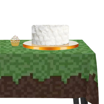 Mantel de césped Pixel Miner para decoraciones de fiesta de cumpleaños de jugadores – Suministros para fiesta temática de minería