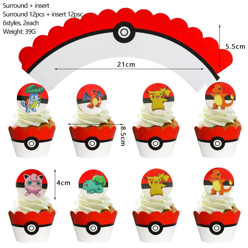 Pokémon Birthday Party Decorations – Lightning Pikachu Balloon Set with Disposable Tableware, Banner, Backdrop & Plates for Kids Events