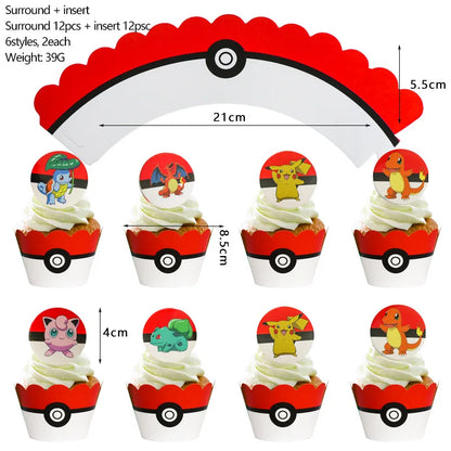 Pokémon Birthday Party Decorations – Lightning Pikachu Balloon Set with Disposable Tableware, Banner, Backdrop & Plates for Kids Events