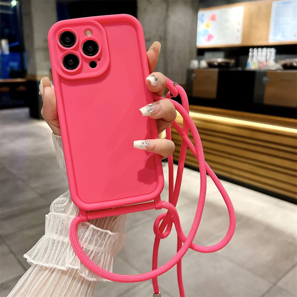 Funda Cruzada para Teléfono con Cordón Ajustable – Cubierta Protectora Suave para iPhone 17, 16, 16E, 15, 14, 13, 12, 11, X, XS, 8 Plus y SE 2022, Funda para Teléfono de Hombro con Manos Libres