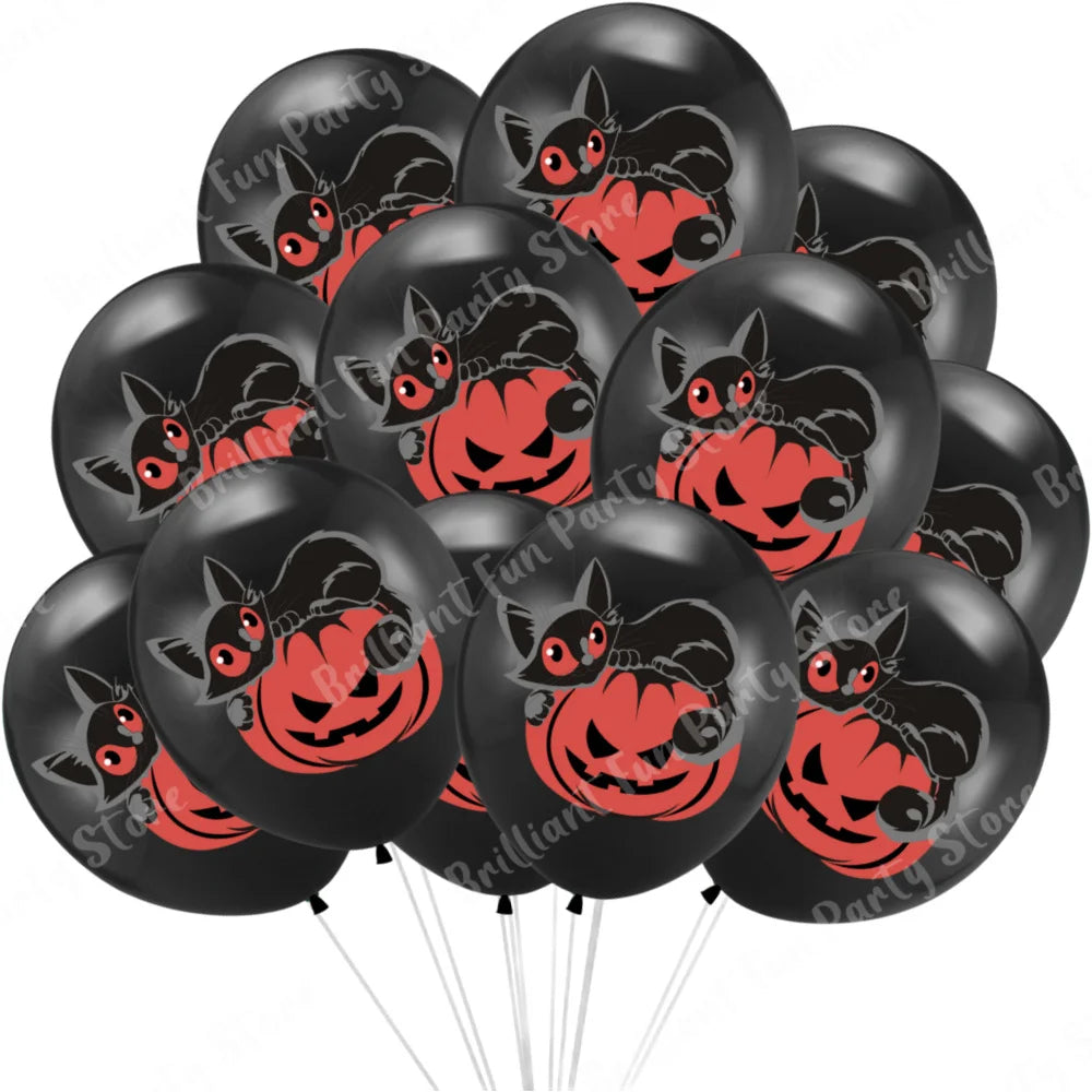 12-Inch Halloween Latex Balloons – Black, Orange, White & Pink Balloons for Halloween Parties, Holiday Events, Party Favors & Decorations