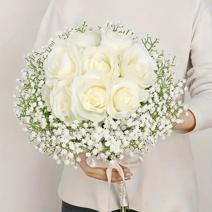 90 unidades de flores artificiales de paniculata de tacto real – Ramo de gypsophila sintética resistente a la oxidación con tallos | Decoración para el hogar, la oficina y bodas