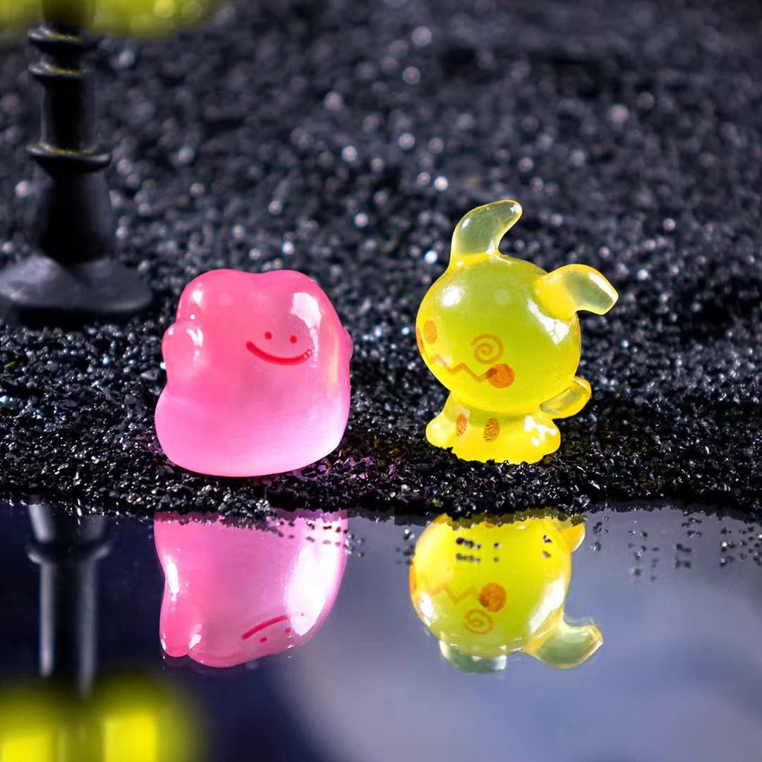 6PCS/SET Pokémon Anime Figures – Pikachu, Gengar, Bulbasaur & Charmander Luminous Cute Model Ornaments for Collection & Gifts