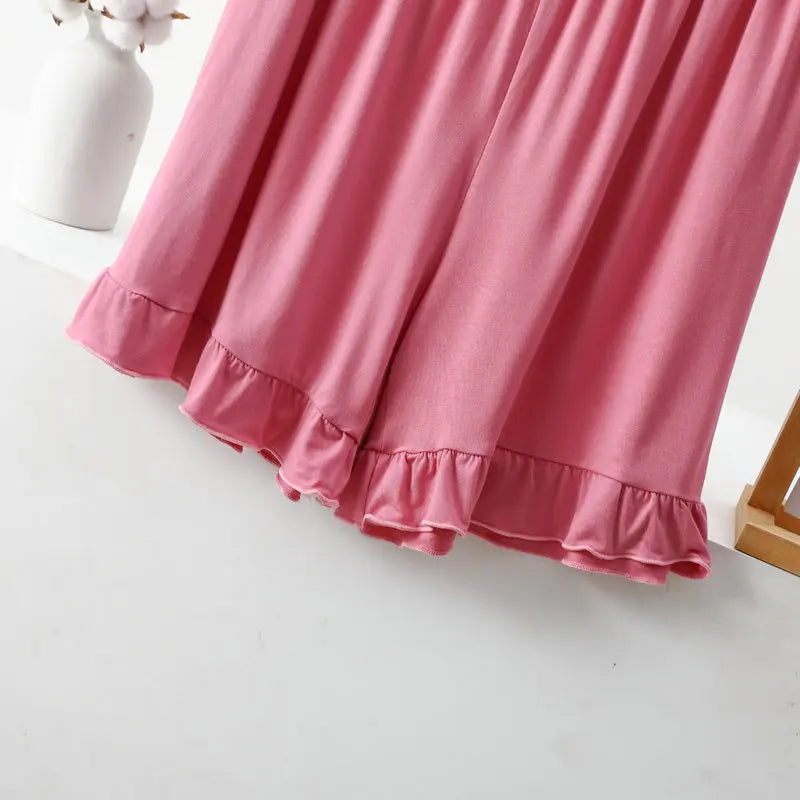 Women's Modal Lace Pajama Set – Peter Pan Collar Sleeveless Top & Shorts Two-Piece Summer Sleepwear