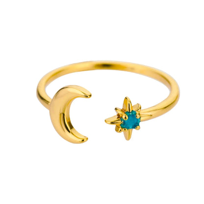 Gold Stainless Steel Lotus Flower Opal Ring – Vintage Oval Stone Statement Ring for Women | Elegant Fashion Jewelry Gift
